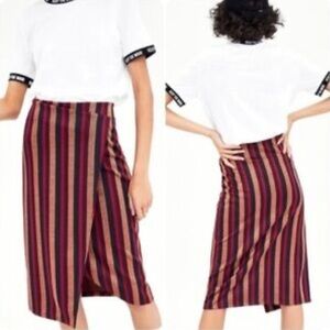Striped Midi Skirt - Red and Black